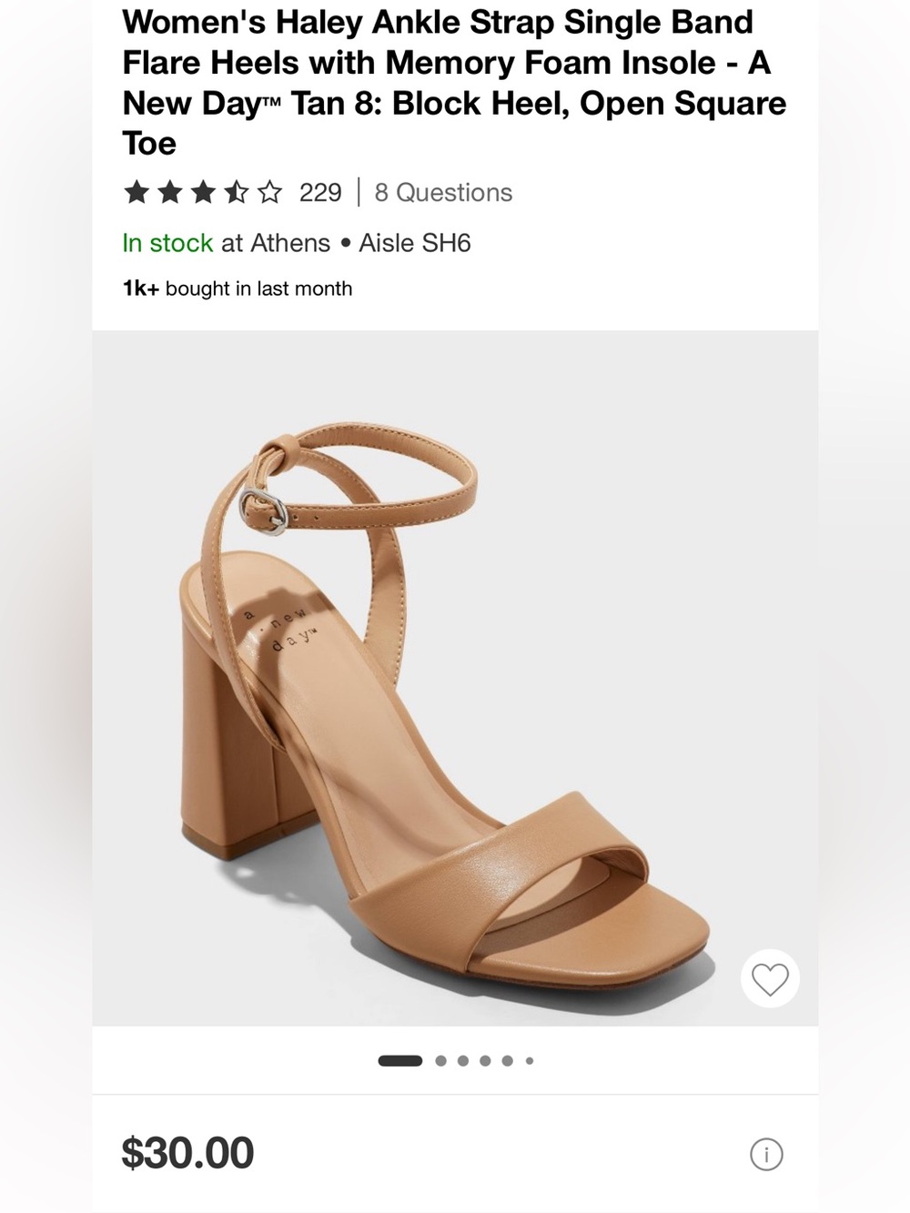 a new day Tan Block Heel Ankle-Strap Sandal